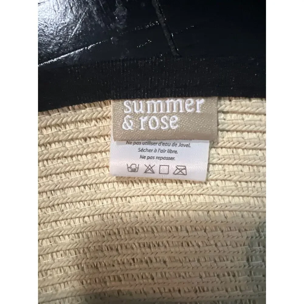 New NWT Summer & Rose Rollup Visor Hat Beige Woven Straw Ribbon Sun Beach Cap